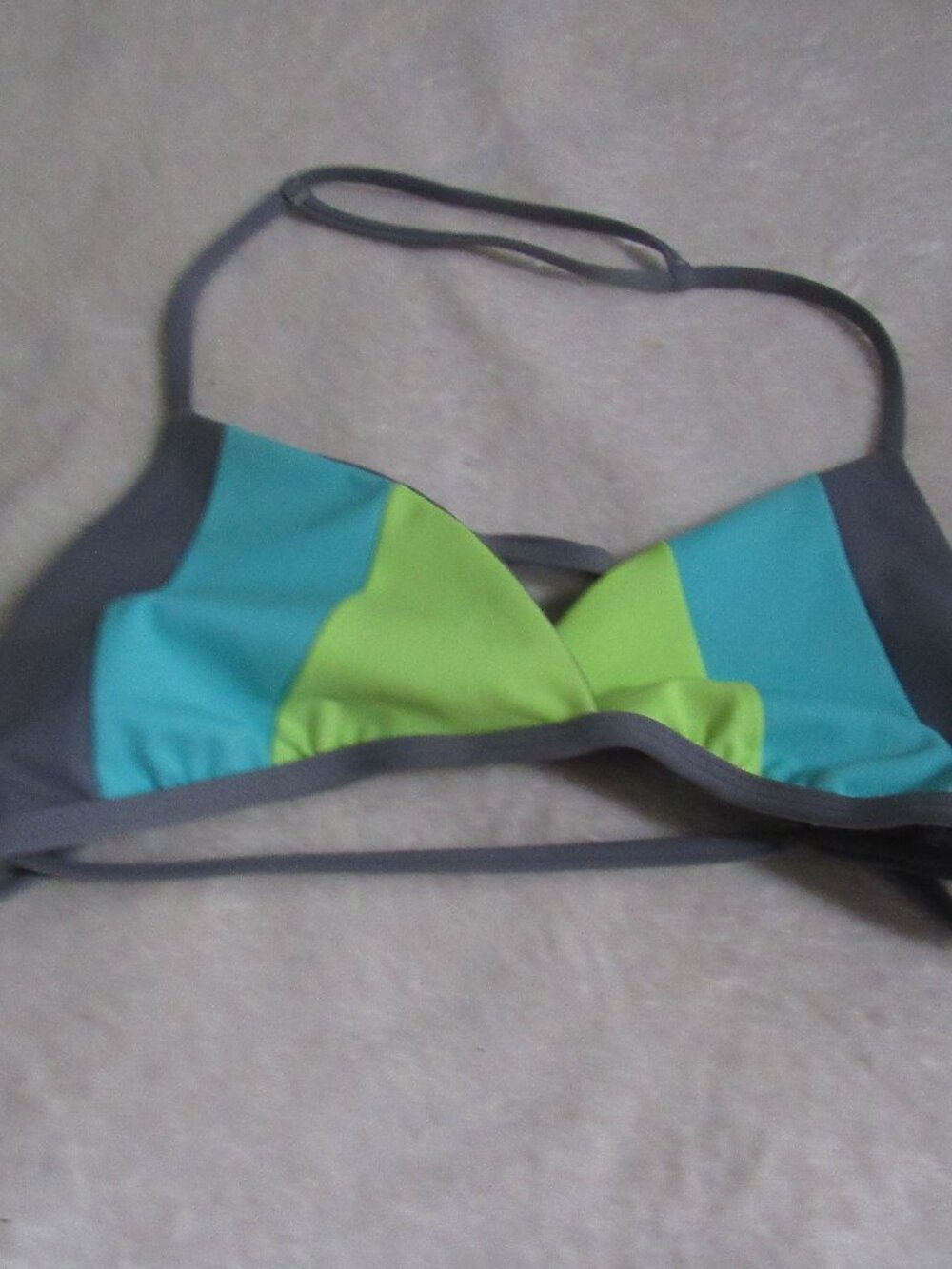 Imsy Chelsea Top Bikini Top Charcoal Turquoise Limon Colorway Medium Triangle